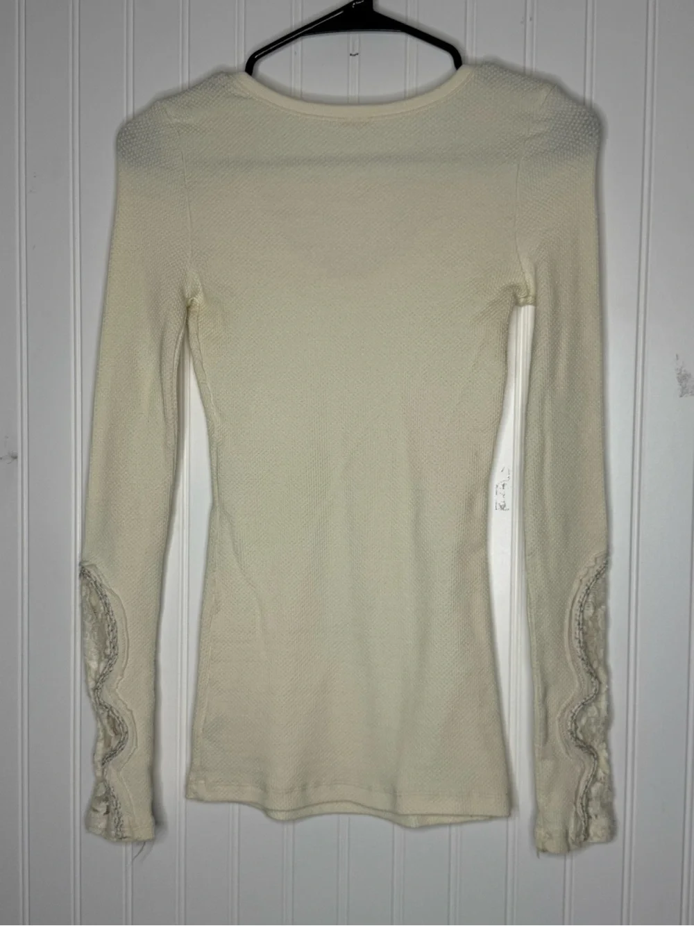 Free People Ivory Crafty Cuff Thermal Long Sleeve Top Size XS